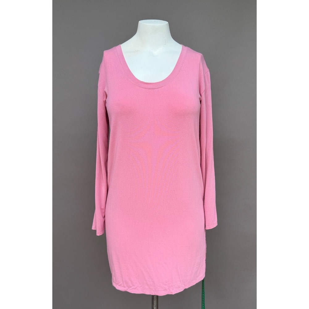 Victorias Secret Pink Modal Lace Trim Sleep Shirt Dress XS Long Sleeve Coquette